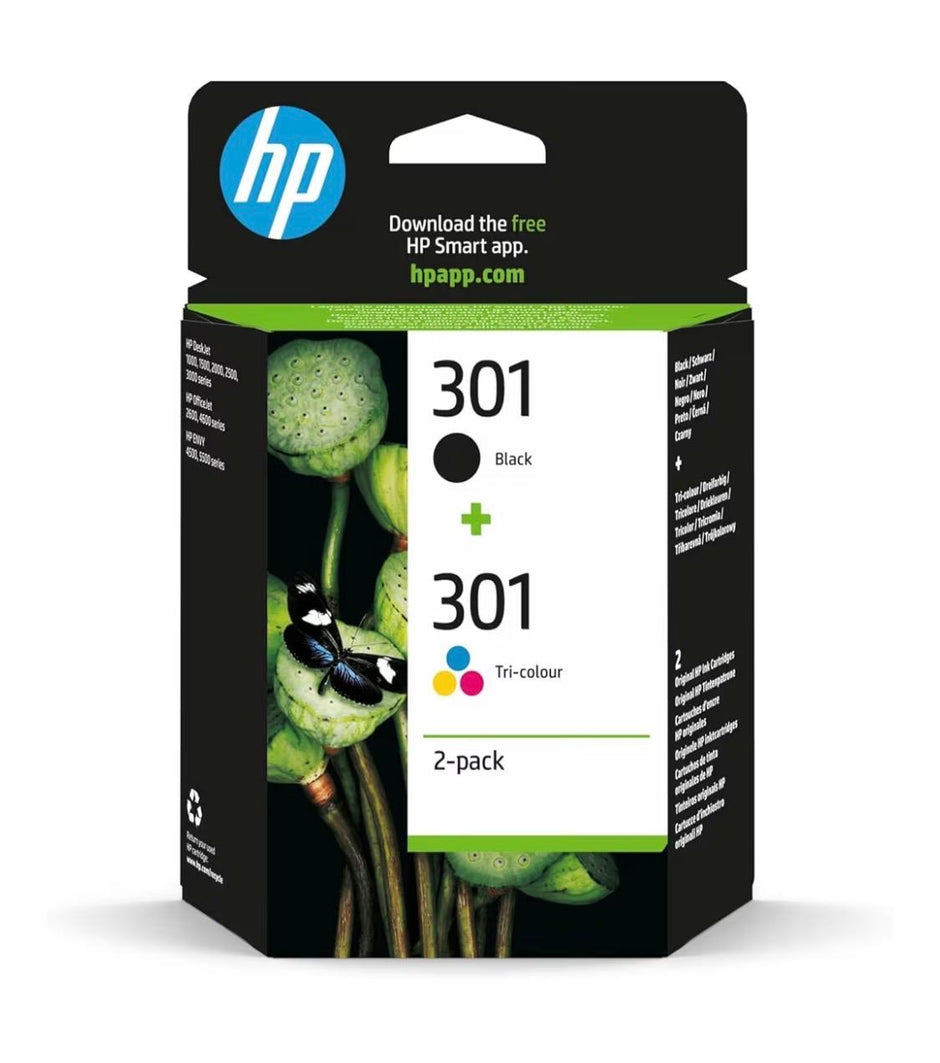 HP 301 Original Ink Cartridges, CH562EE Black and Tri-Colour, Multipack