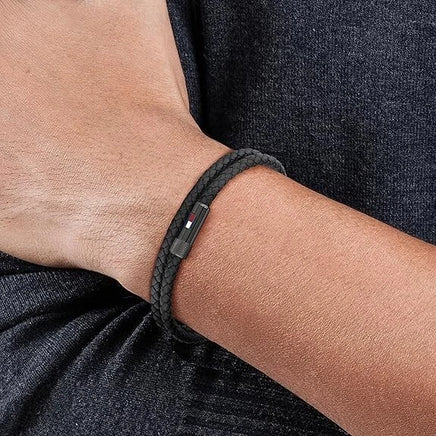 Tommy Hilfiger Jewelry Men's Leather Bracelet Black - 2790262S